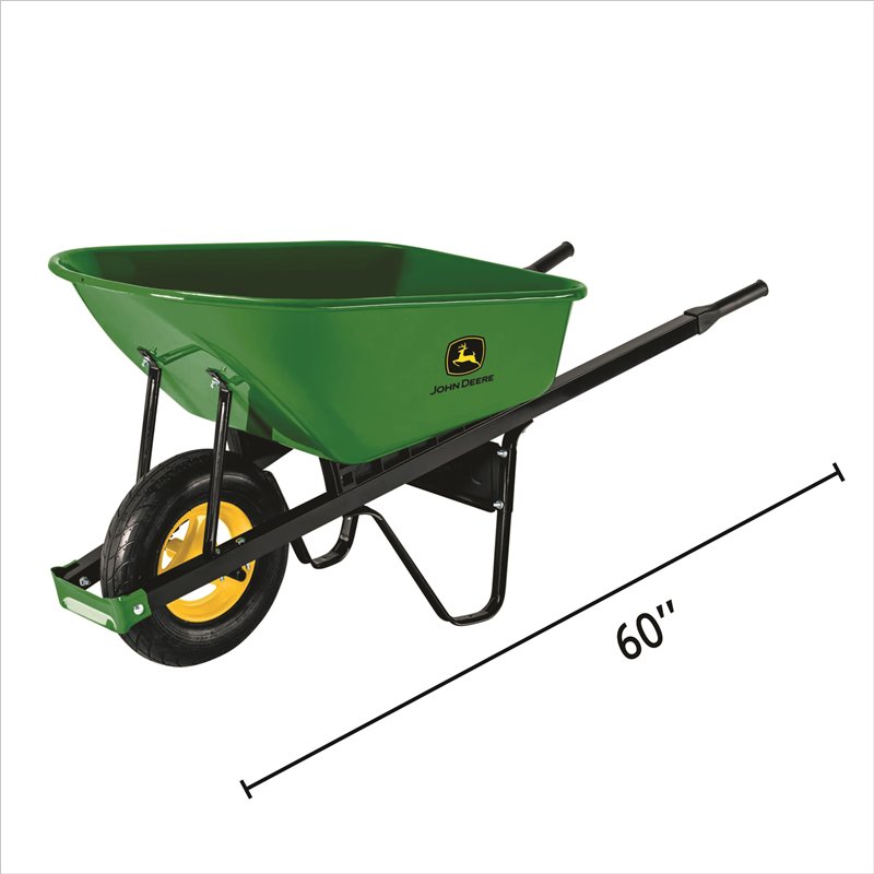 6 Cu Ft Flat Free Tire Wheelbarrow Steel Handles TM6-SF-G-JD