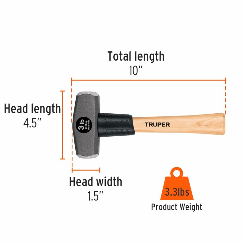 3 Lb Drilling Hammer Wood Handle DHT-3H