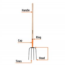 48" handle, 4 steel tines, manure fork, BPJ-4+FC1
